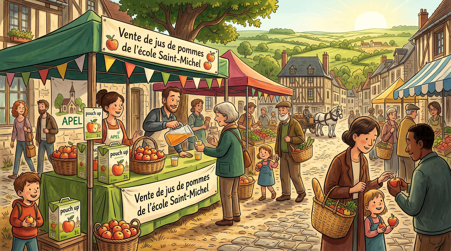 Vente de jus de pommes de l'école Saint-Michel