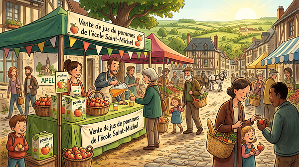 Vente de jus de pommes de l'école Saint-Michel