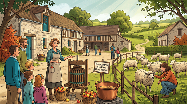 Découverte de la transformation de la pomme et des moutons