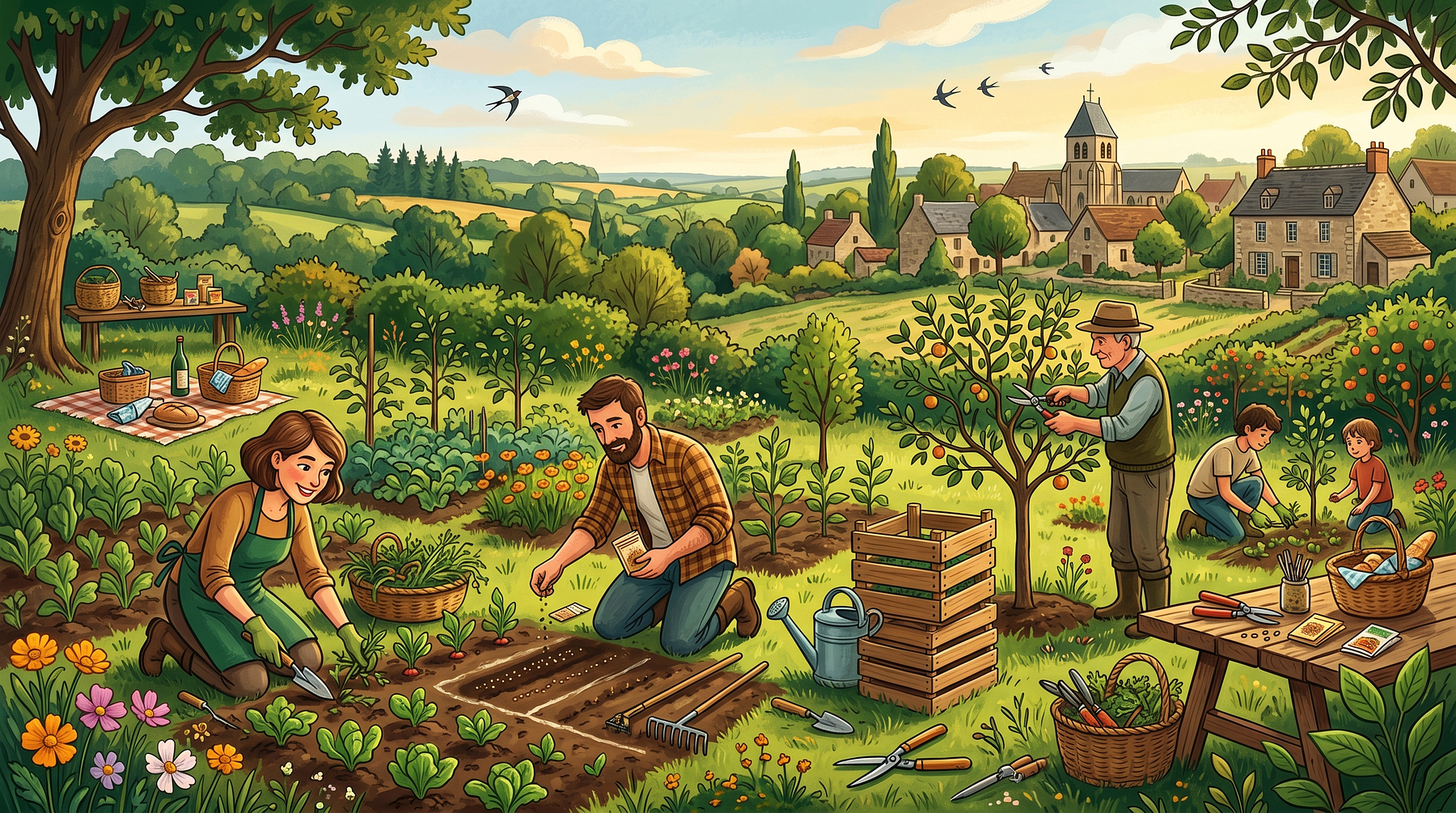 Jardin des semences : désherbage, semis et taille